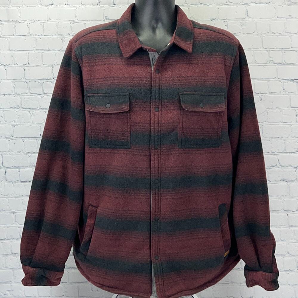 Voyager Plush Fleece Sherpa Lined Flannel Jacket Shirt XL X-Large Plaid Red